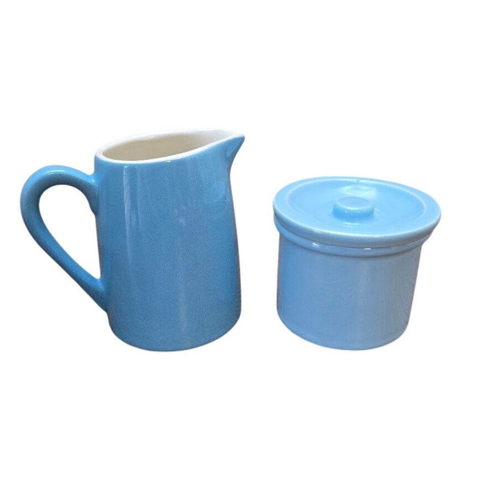 60s Blue Heaven by Royal China Ceramic Creamer Pitcher & Sugar‎ Bowl